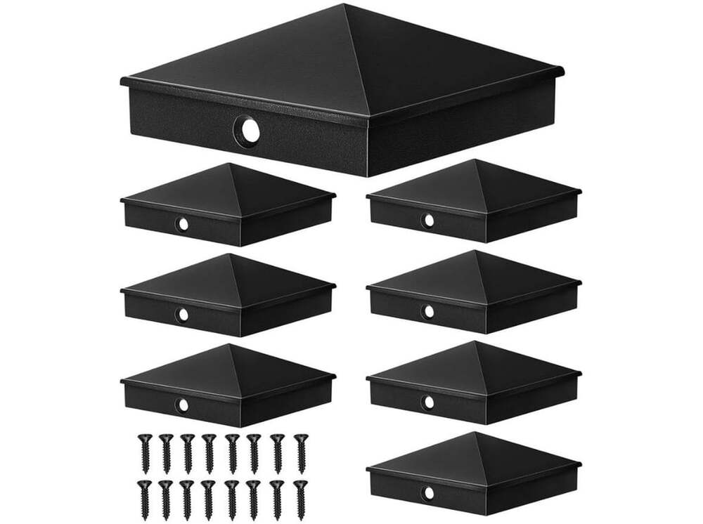 Dunzy 8 Packs Aluminum Pyramid Post Caps Matte Black